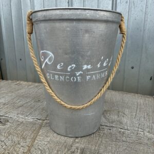 Tall Galvanized Pail - Peonies at Glencoe Farms